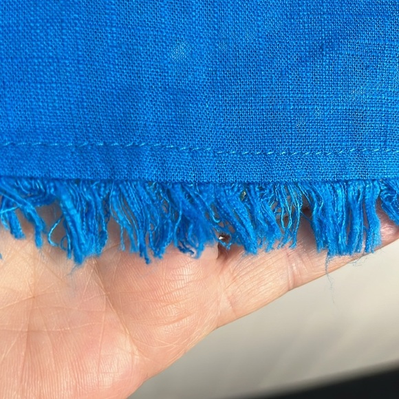 Umgee Womens Tank Top Royal Blue L Adj Slip Straps Fringe Details Linen/Rayon - Picture 5 of 10